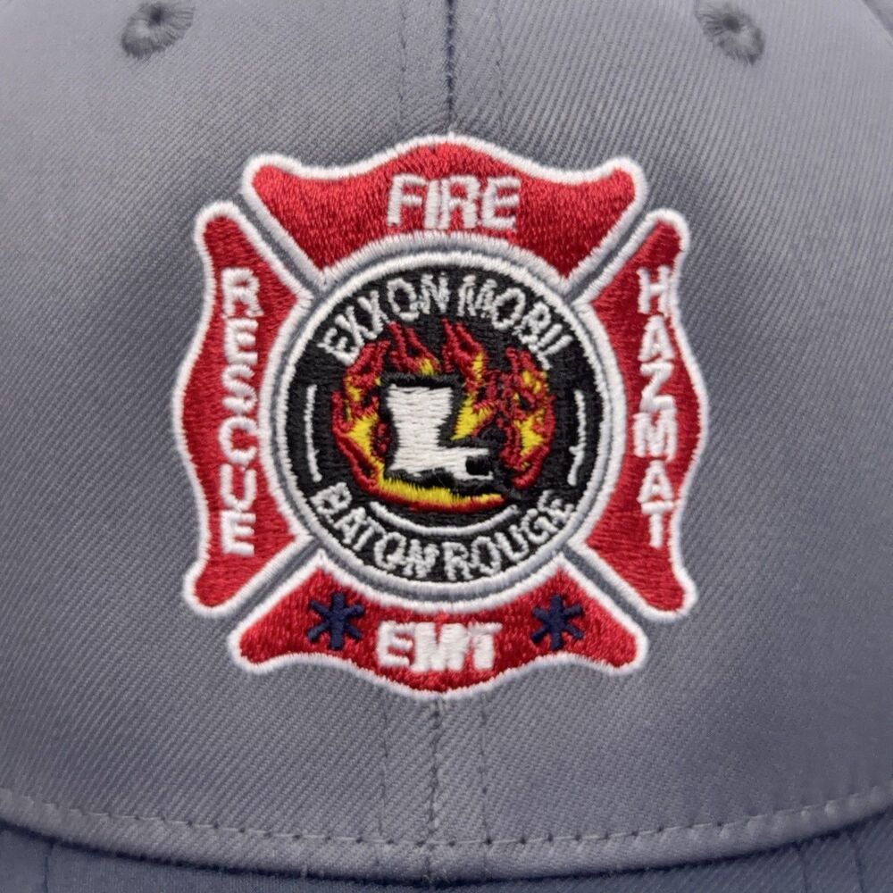 Fire Department Hat XS Grey Logo Embroidered Exxon Mobil Baton Rouge Petroliana